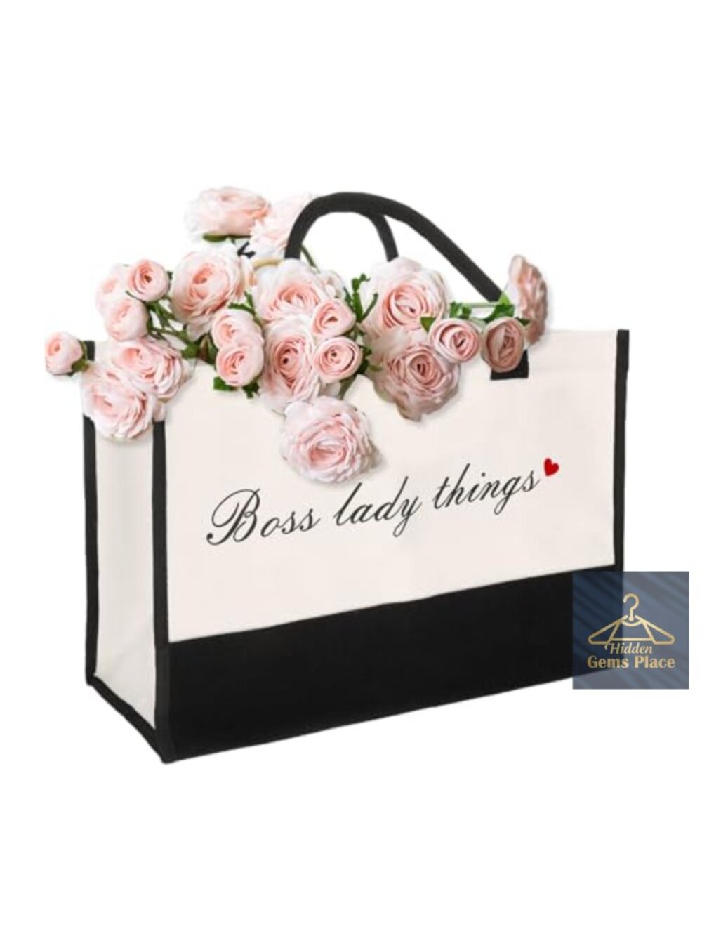 Heavyweight Canvas Tote Bag with Zipper, Boss Lady Gifts, Travel Beach Bag